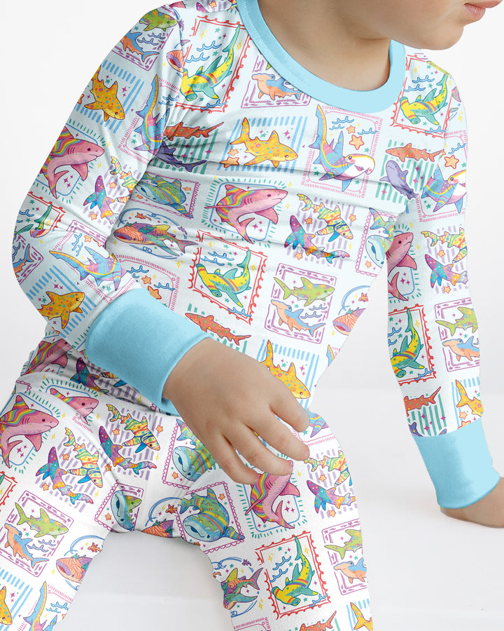 Shark Tropical Bamboo Two Piece Long Sleeve Pajama Set