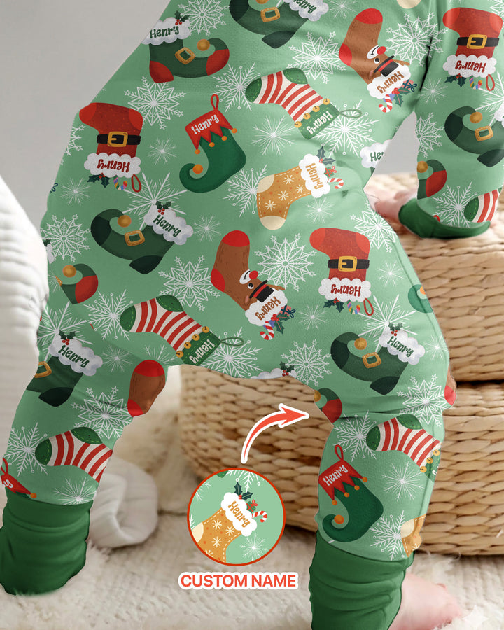 Personalize Christmas Crew Family Matching  Bamboo Convertible Zippy