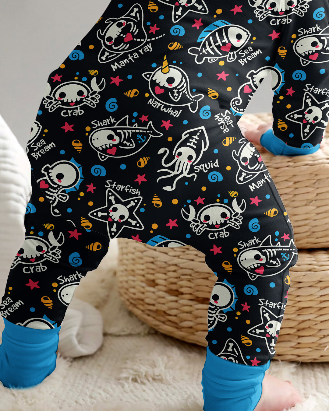 Kawaii Skeleton Ocean Animals Bamboo Convertible Zippy
