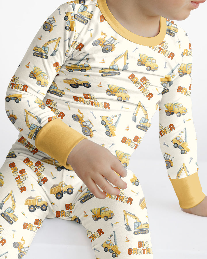 Custom Construction Matching Sibling Bamboo Two Piece Long Sleeve Pajama Set