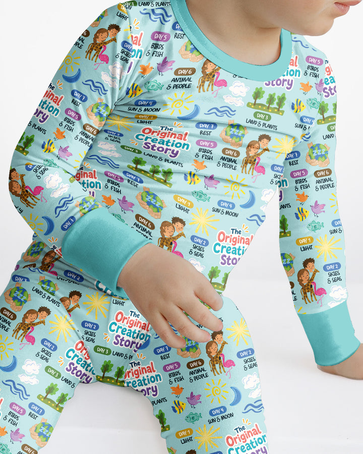 The Seven Days Of Creation Story Bamboo Two Piece Long Sleeve Pajama Set