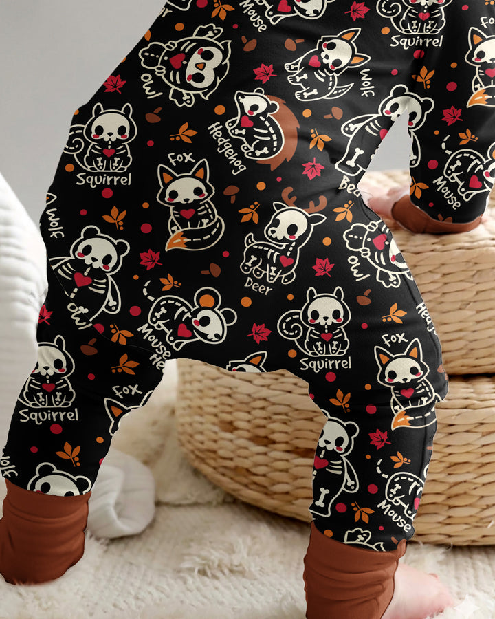 Kawaii Skeleton Woodland Animals Bamboo Convertible Zippy
