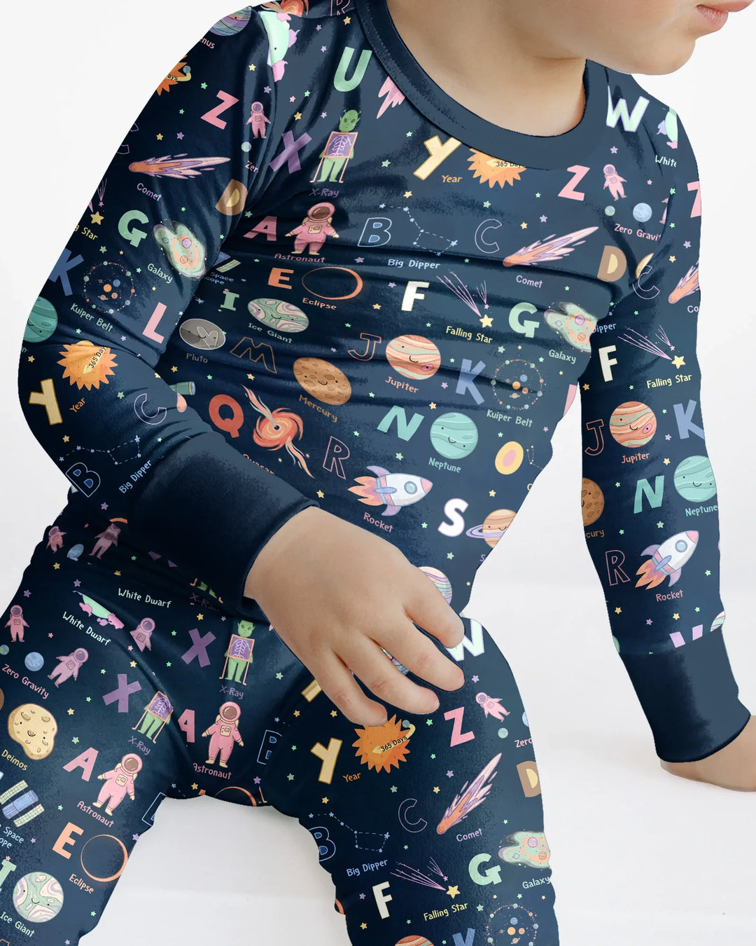 Space Alphabet Bamboo Two Piece Short Sleeve Pajama Set