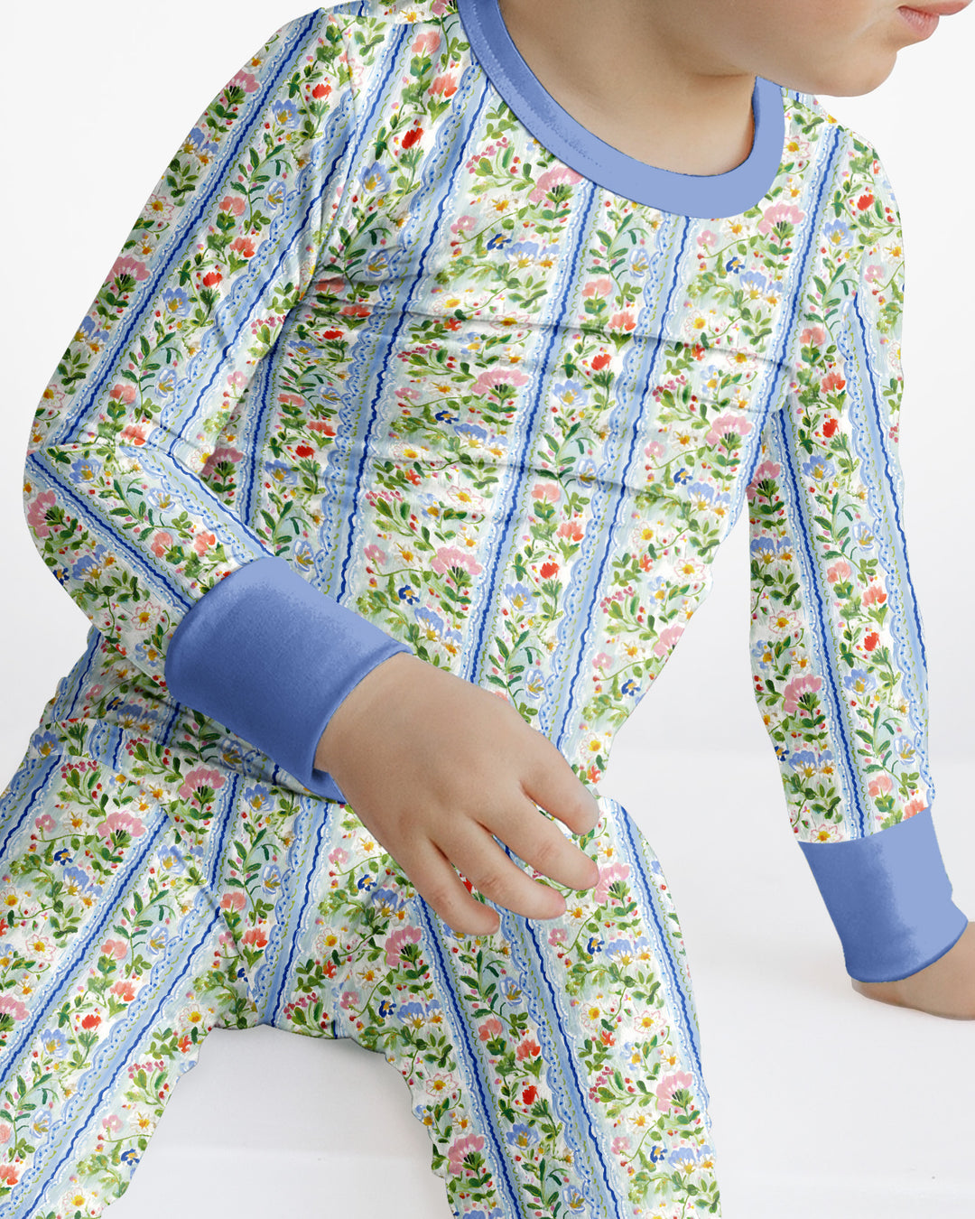 Paste Floral Girl Bamboo Two Piece Long Sleeve Pajama Set