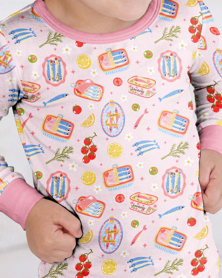 Preppy Sardines Bamboo Two Piece Long Sleeve Pajama Set