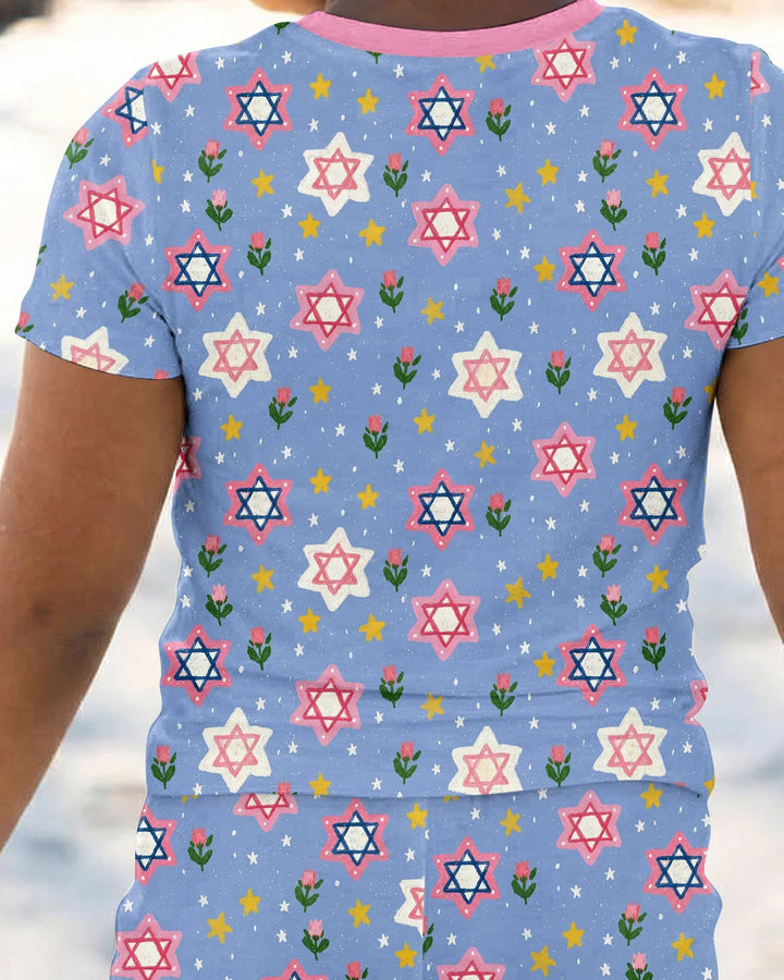 Starry Bloom Blessings Family Matching Bamboo Two Piece Short Sleeve Pajama Set