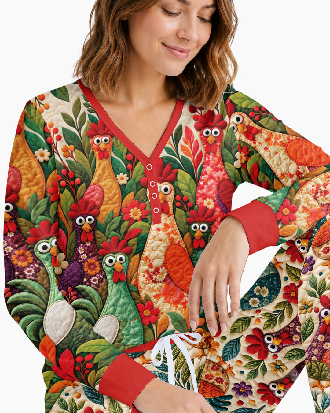 Funny Chicken Bamboo Women Pajama Set