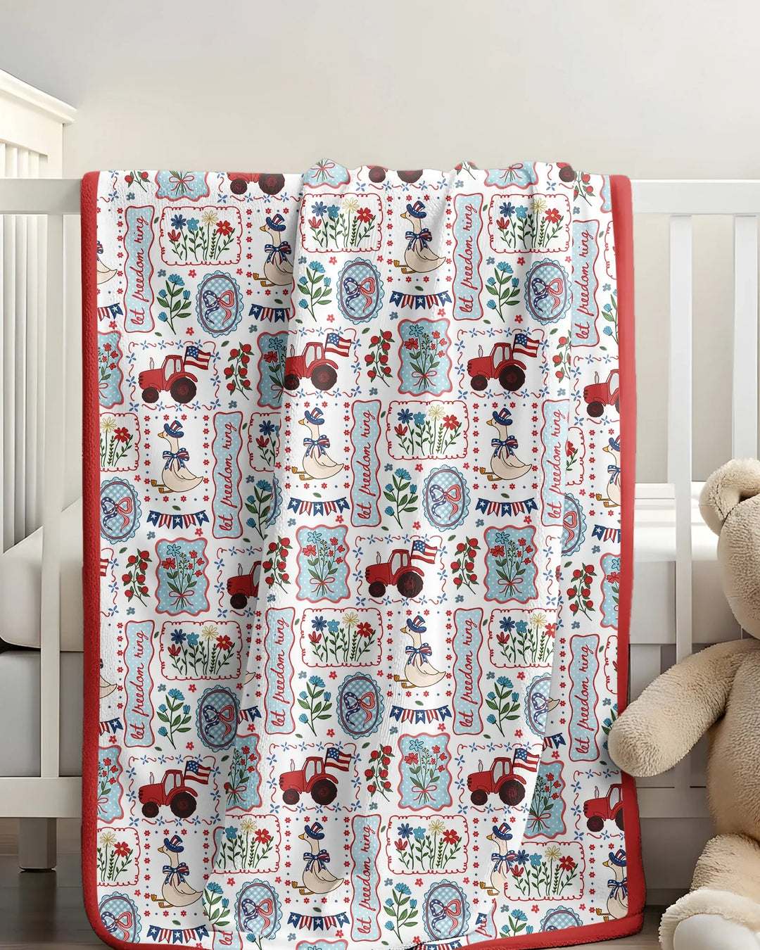 Patriotic USA Silly Goose Family Matching Bamboo Blanket
