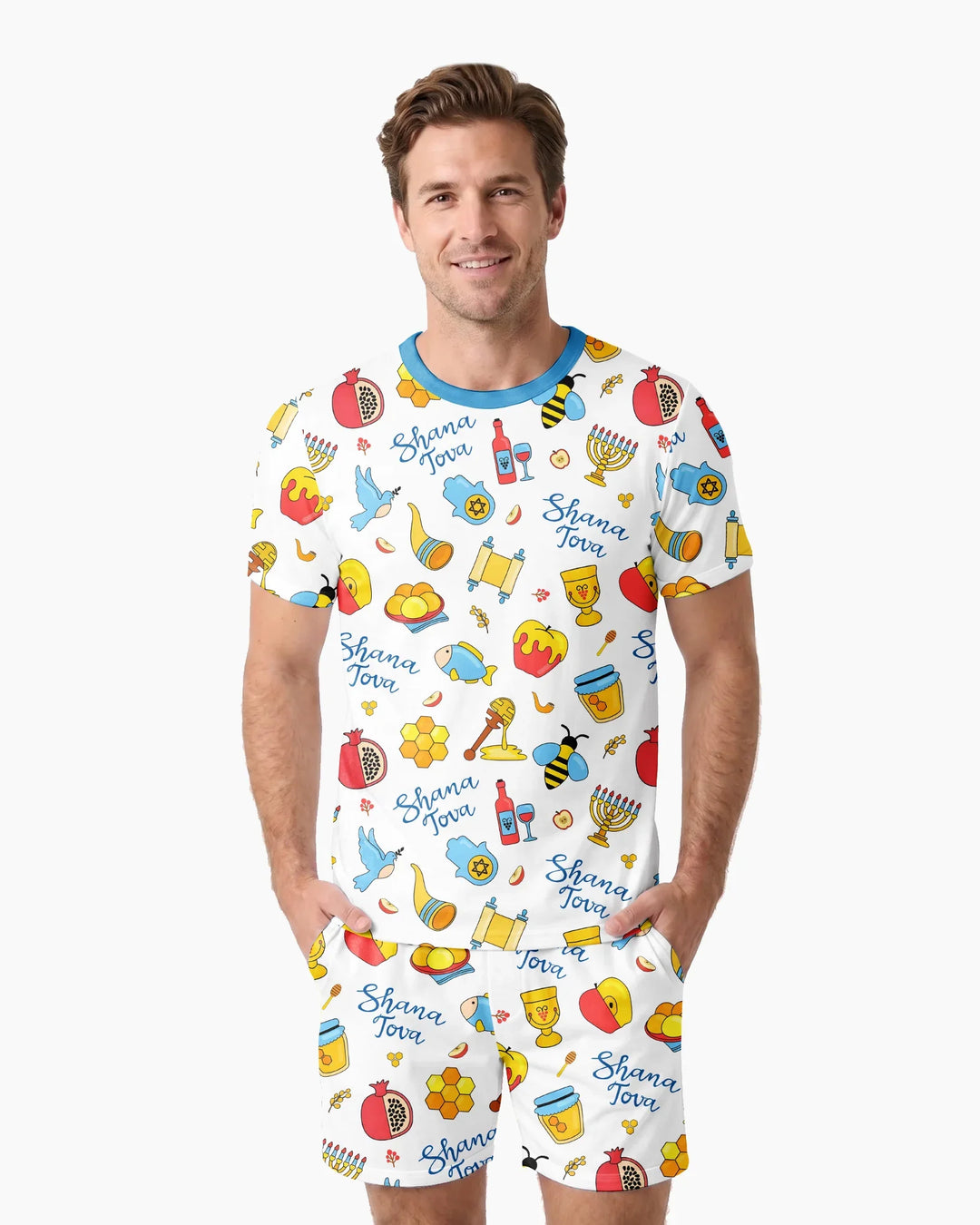 Shanah Tovah U'Metukah Bamboo Men Short Sleeve Short Pajama Set