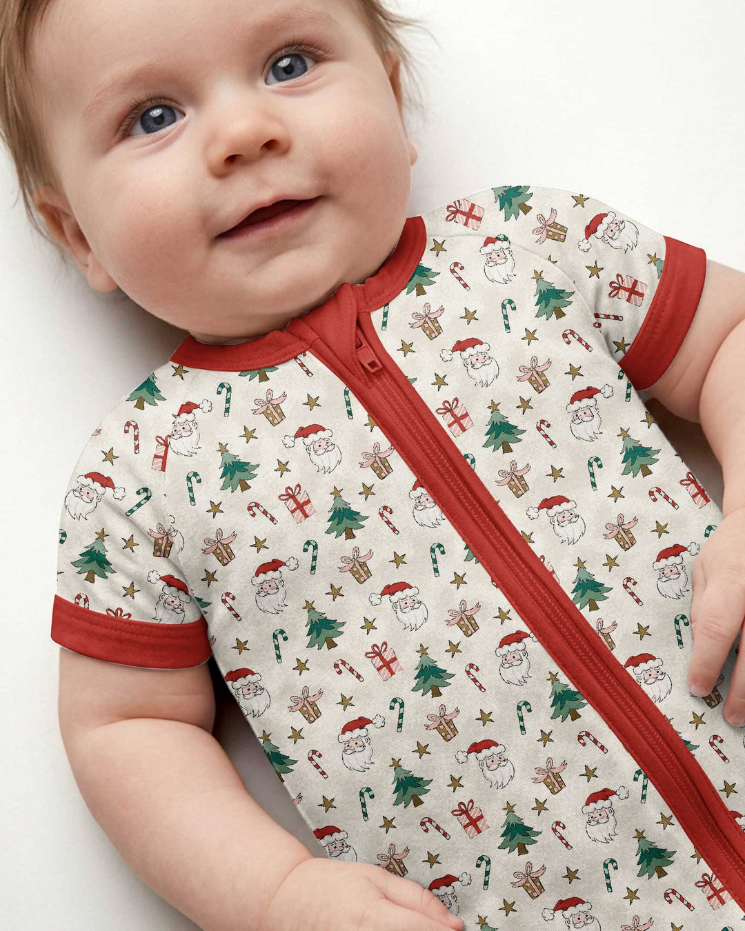 Vintage Santa Christmas Doodles Bamboo Shorty Zippy