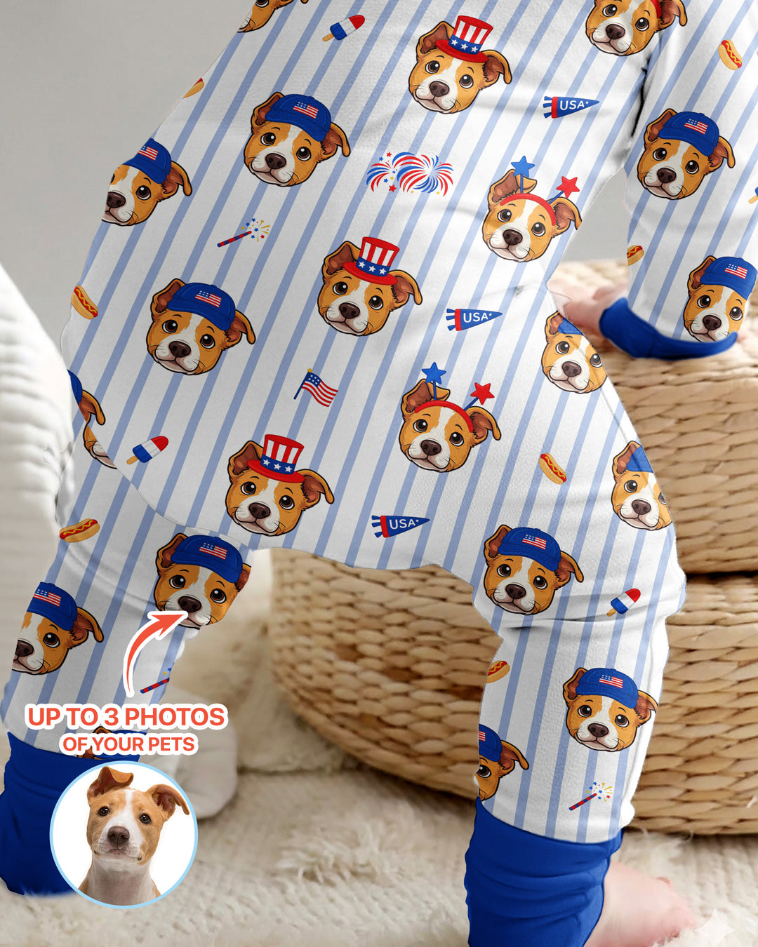 Custom Pet Image 4th of July Family Matching Bamboo Convertible Zippy