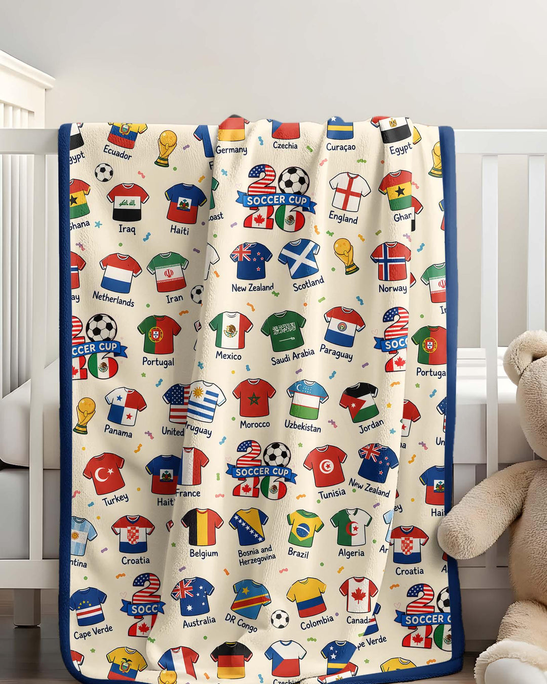 2026 Soccer World Jersey Flag Bamboo Blanket