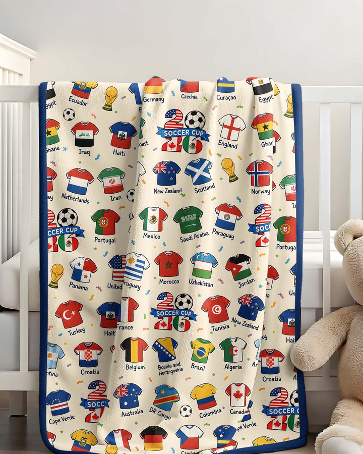2026 Soccer World Jersey Flag Bamboo Blanket