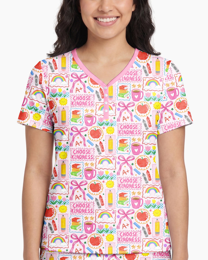 Kindness School Girl Bamboo Women Short Sleeve Short Pajama Set