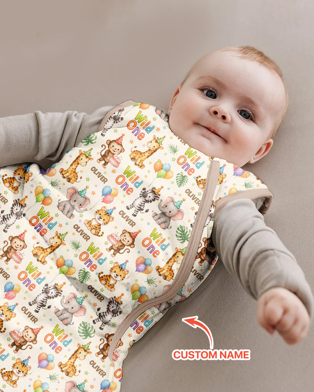 Custom Name 1st Birthday Wild One Bamboo Sleep Bag