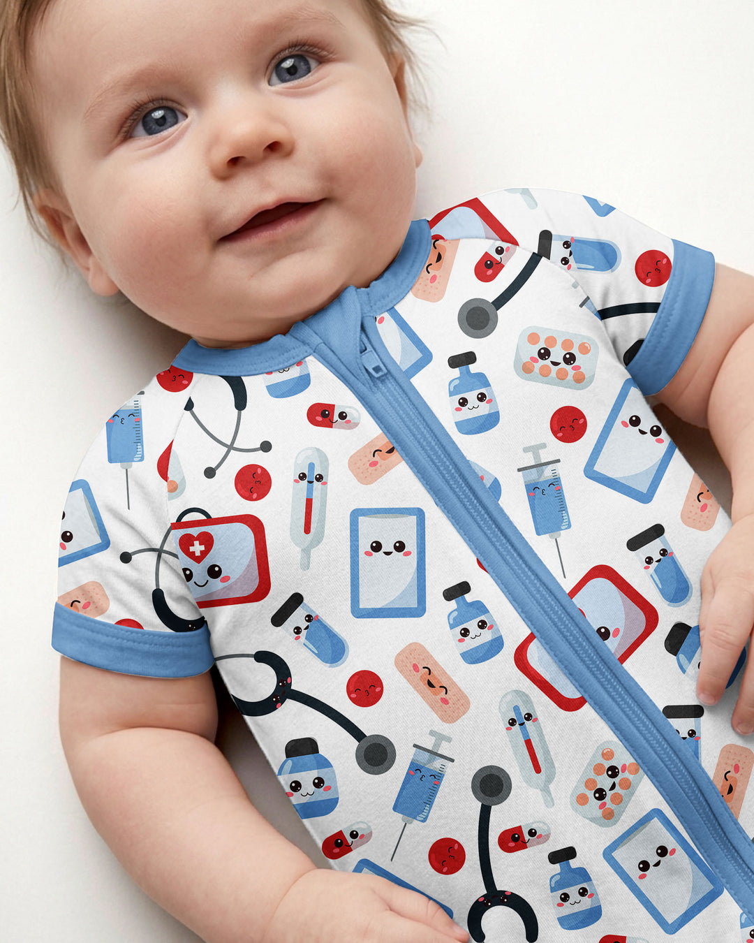 Medical Buddies Bamboo Shorty Zippered Romper