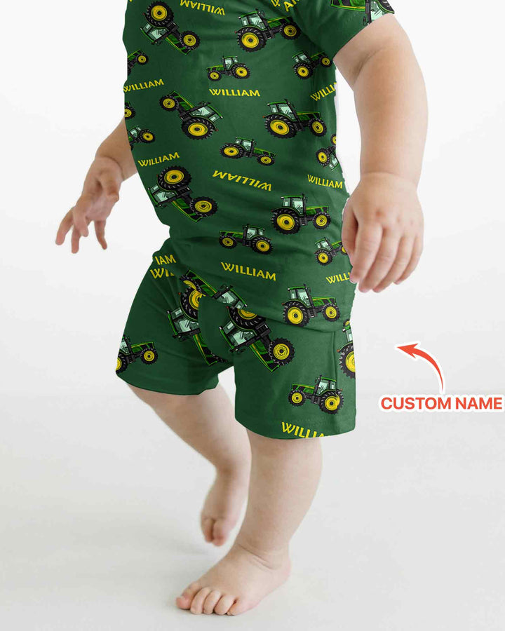 Pijama de bambú de dos piezas de manga corta con pantalón corto, plantilla personalizada