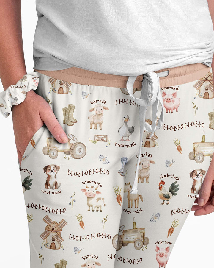 Conjunto de pijama de bambú de la granja del Viejo MacDonald a juego para la familia - para mujer