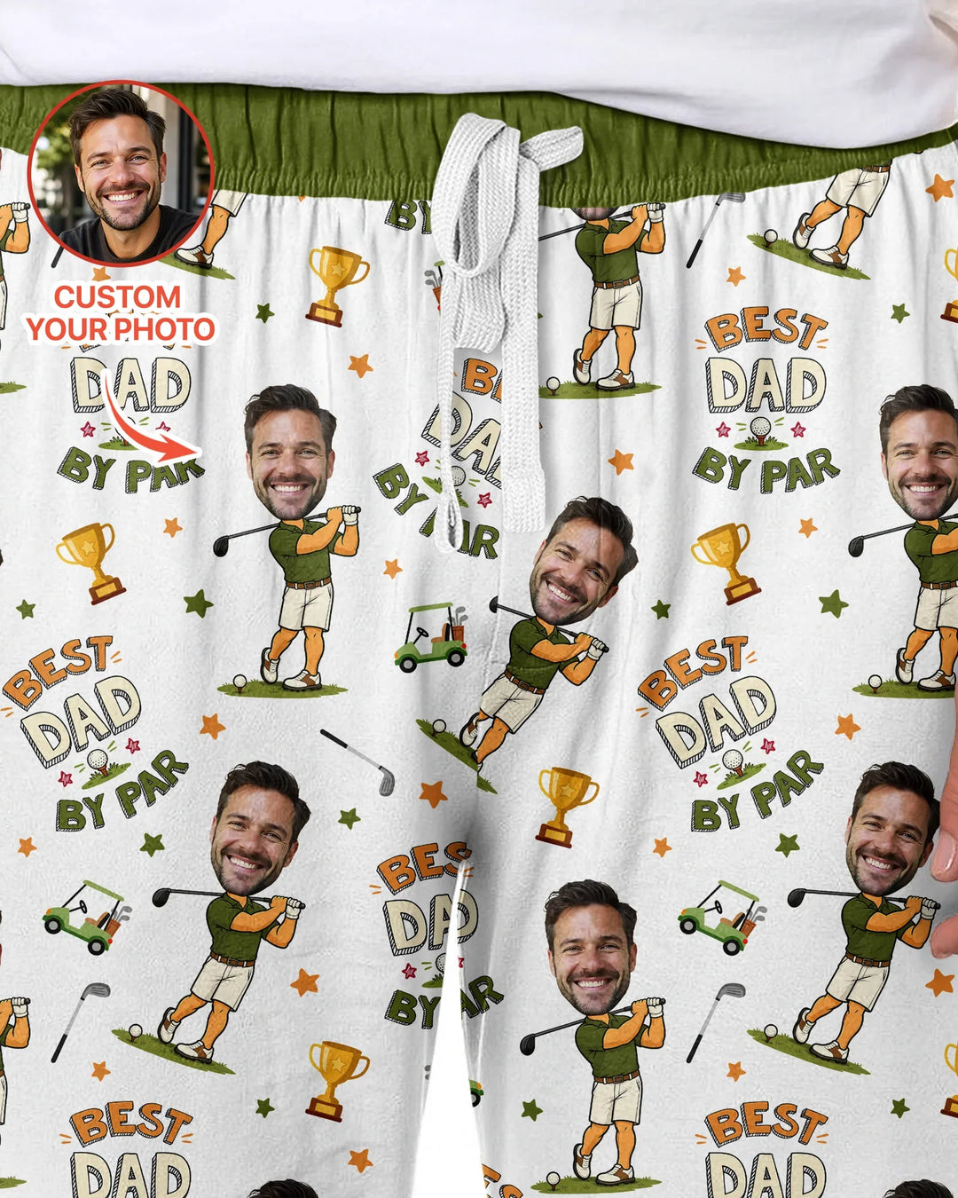 Custom Photo Daddy's Little Caddie Daddy & Me Matching Bamboo Men's Pajama Set