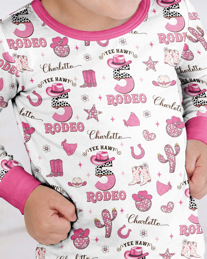 Personalized Birthday Rodeo Bamboo Two Piece Long Sleeve Pajama Set