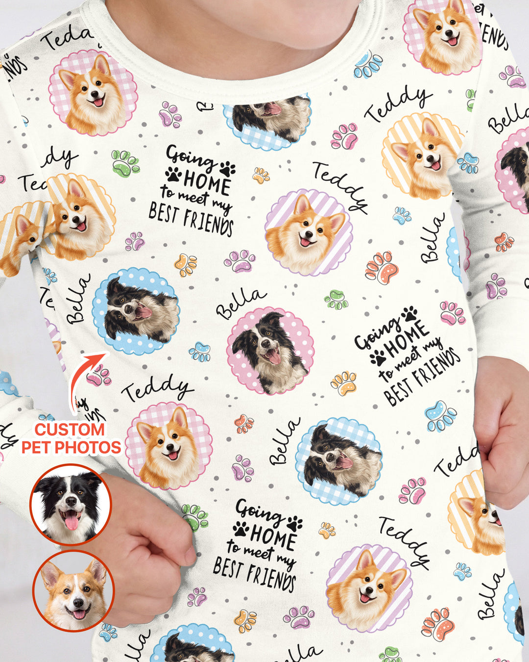 Custom Pet Photo My First Best Friend Bamboo Two Piece Long Sleeve Pajama Set