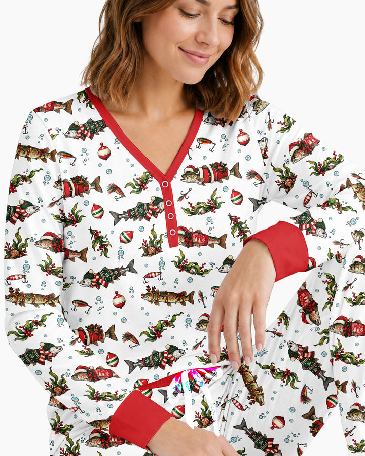 Christmas Trout Fishing Bamboo Women Pajama Set