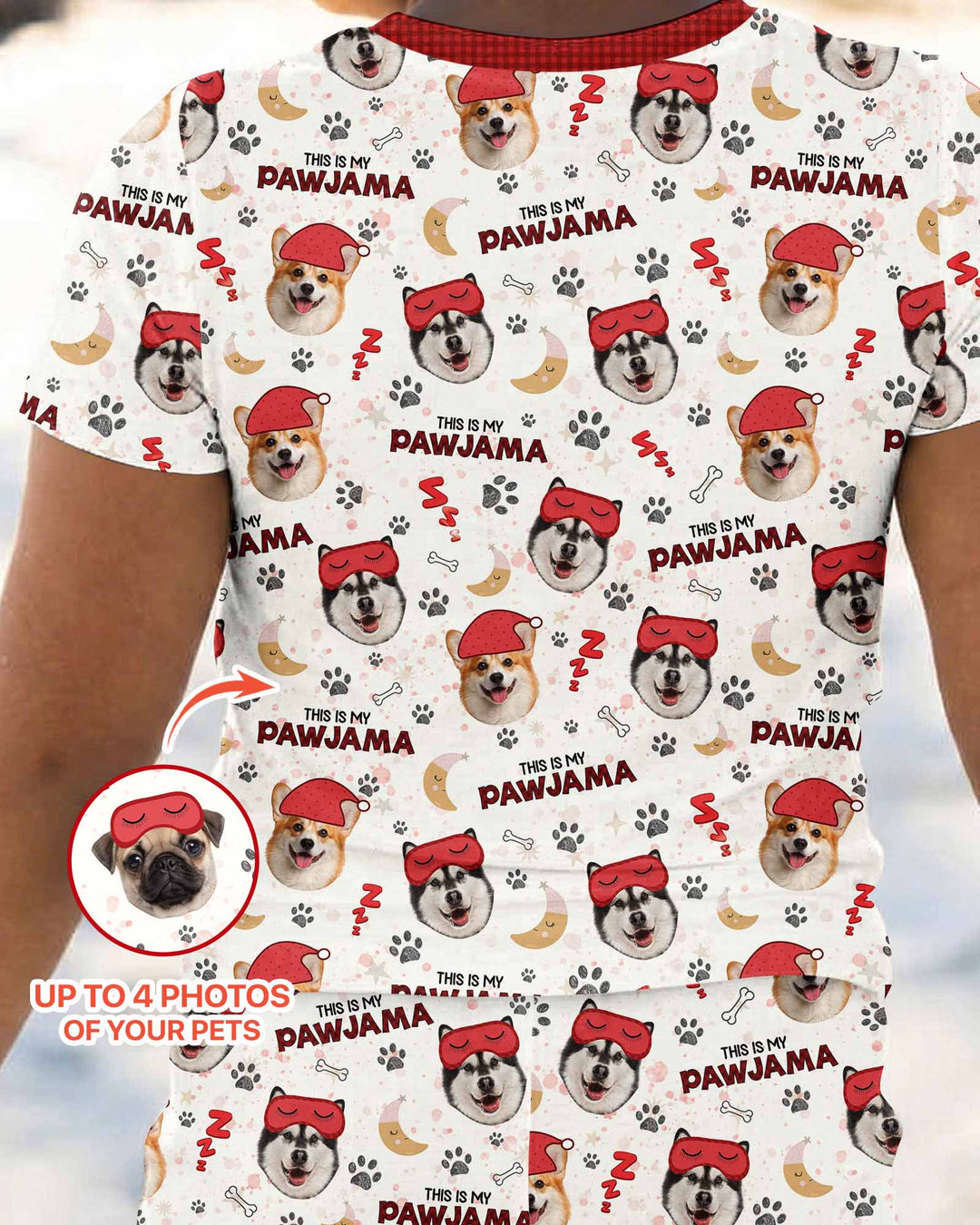Custom Pet Photo This Is My Pawjama Bamboo Two Piece Short Sleeve Pajama Set