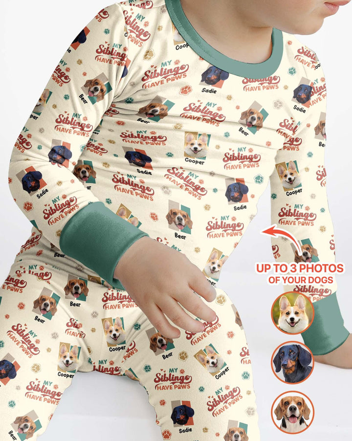 Custom Dog Photos "My Siblings Have Paws" Bamboo Two Piece Long Sleeve Pajama Set