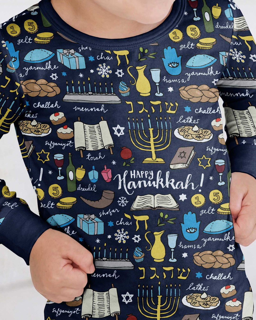 Happy Hanukkah 2026 Bamboo Two Piece Long Sleeve Pajama Set
