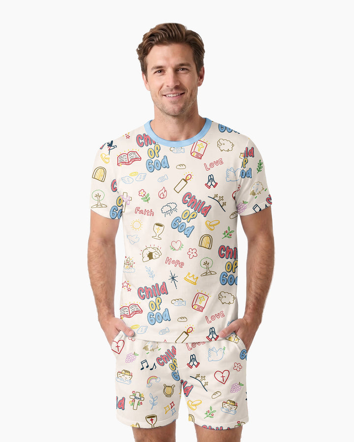 A Child Of God Family Matching Bamboo Men Short Sleeve Short Pajama Set