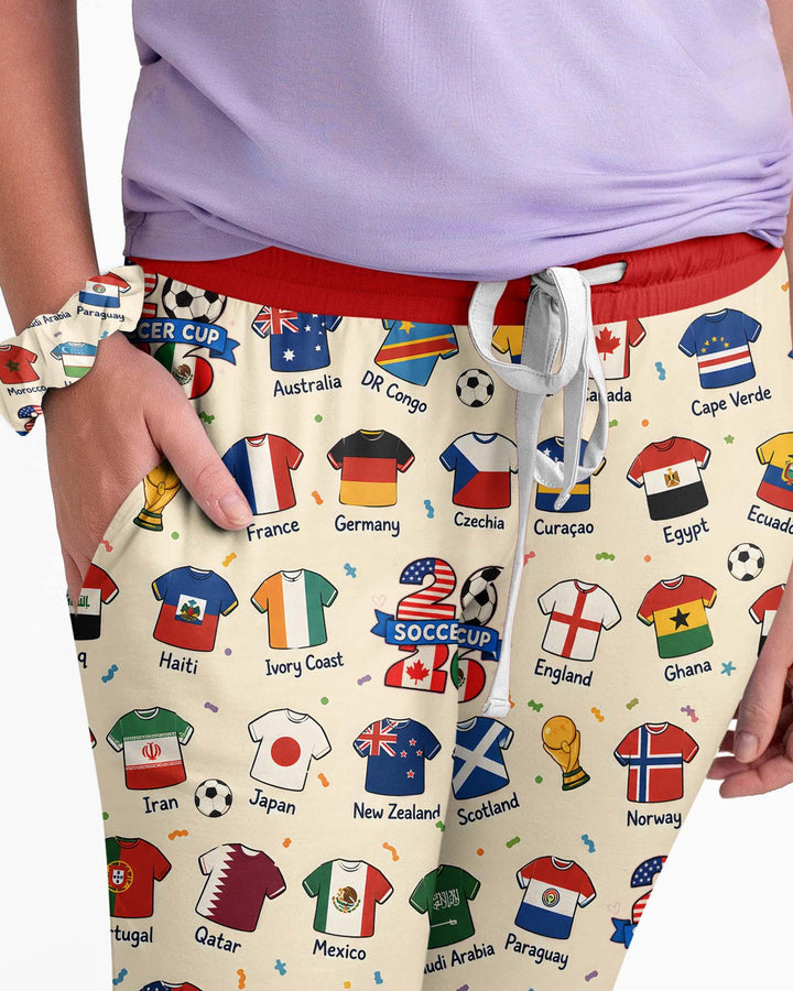 2026 Soccer World Jersey Flag Bamboo Women Pajama Set