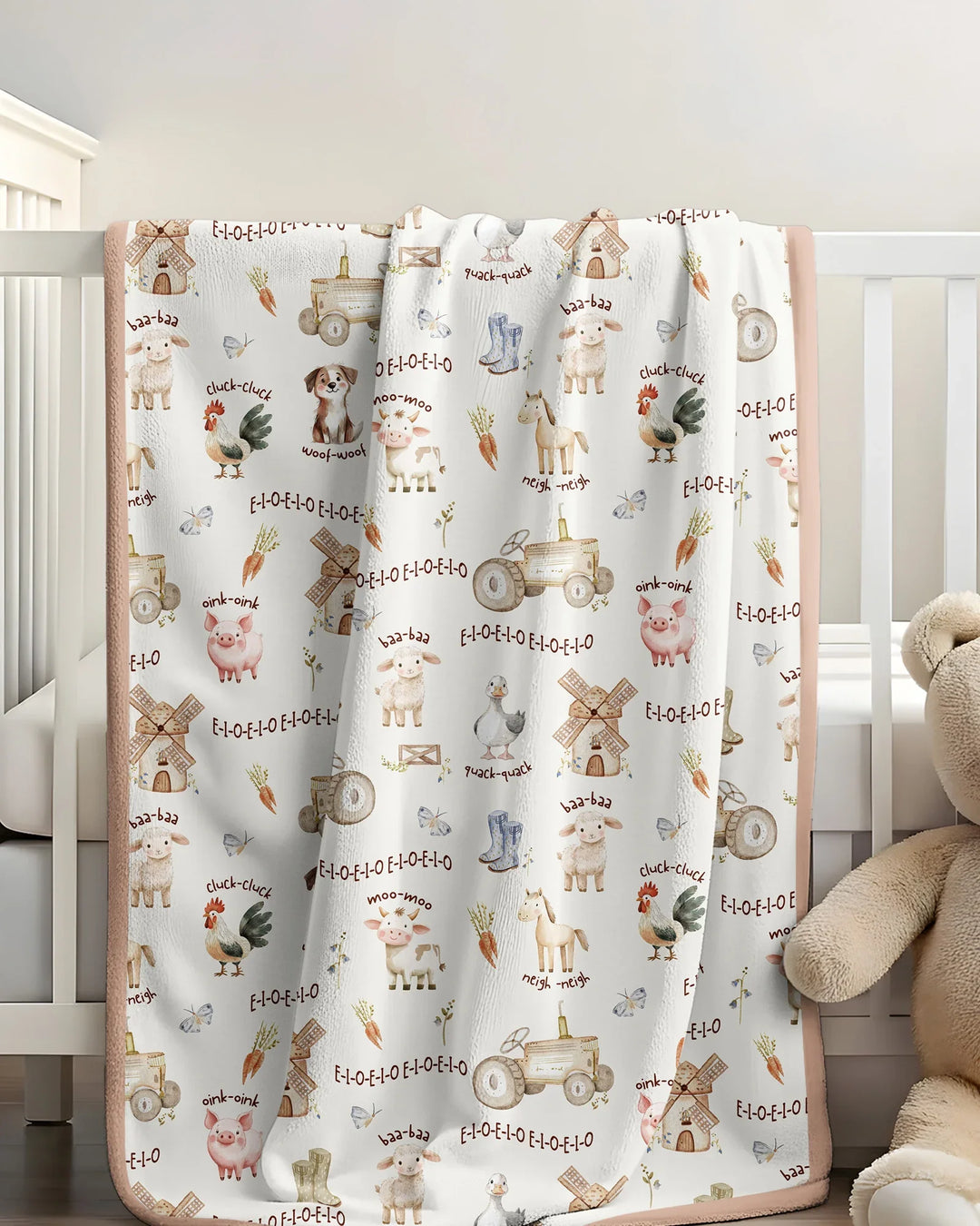 Old McDonald Farm Family Matching Bamboo Blanket