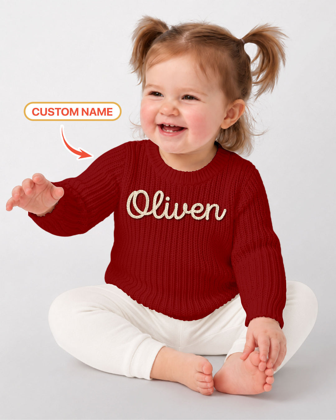 Embroidered Baby Name Bamboo Knit Sweater Bubble