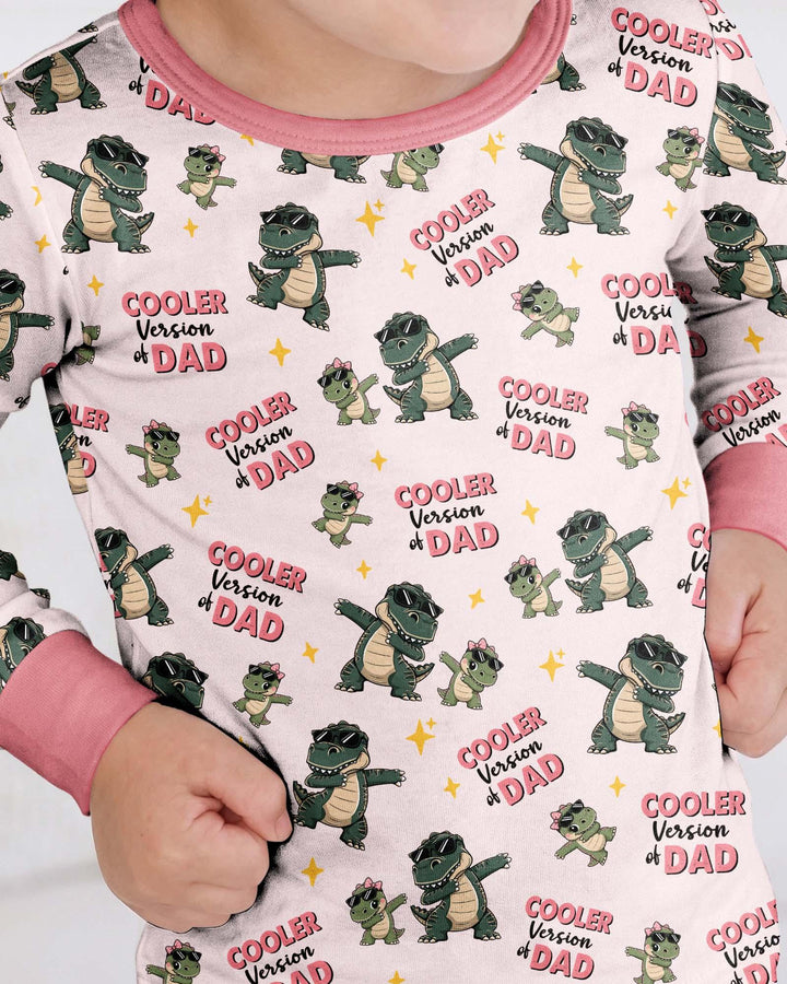 Cool Dino Daddy & Me Matching Bamboo Two Piece Long Sleeve Pajama Set
