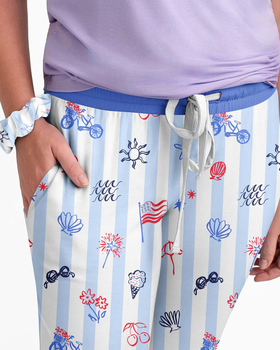 Rot, Weiß & Beachy Familie passender Pyjama-Set aus Bambus für Damen