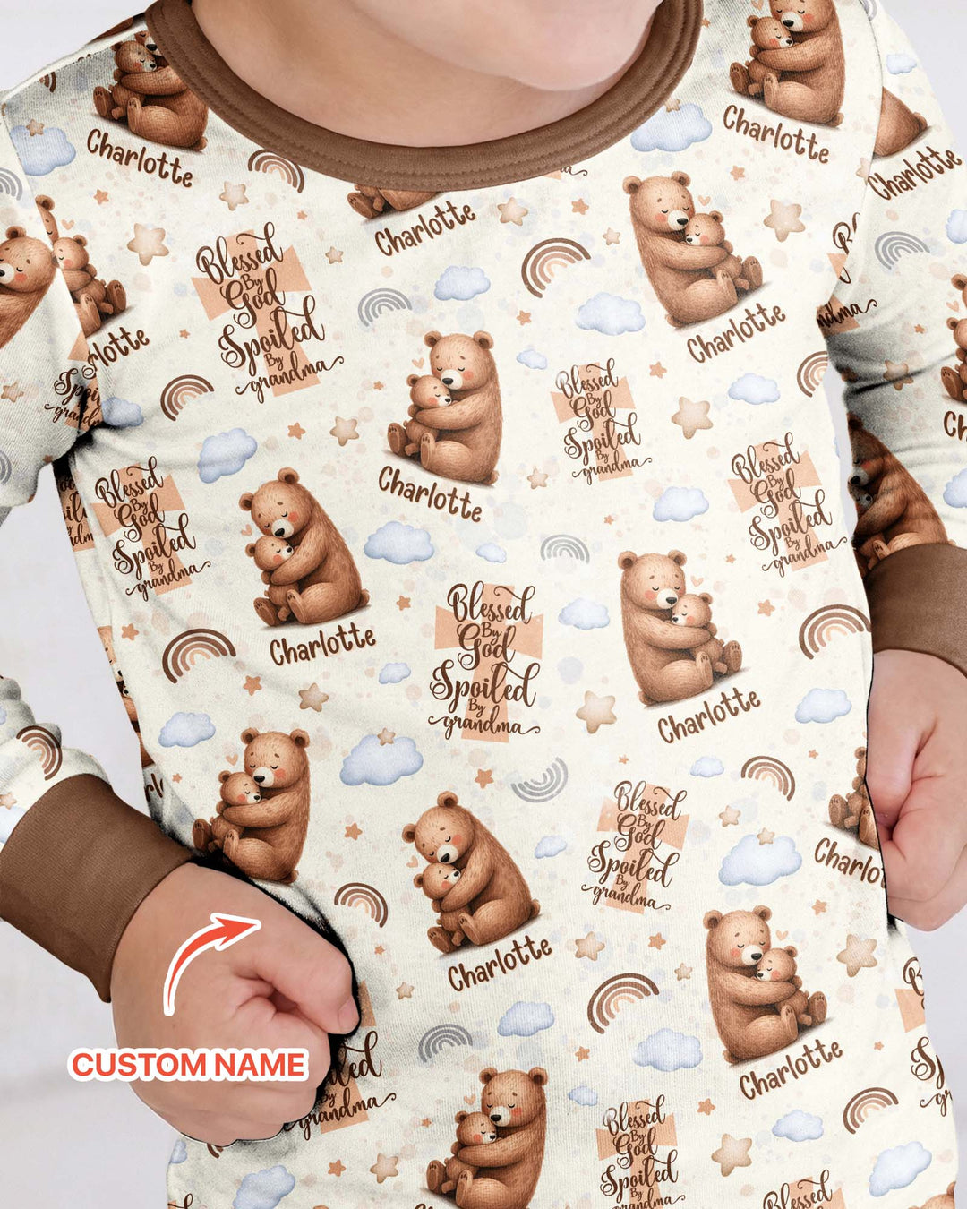 Conjunto de pijama de dos piezas de bambú con mangas largas, plantilla PERSONALIZADA