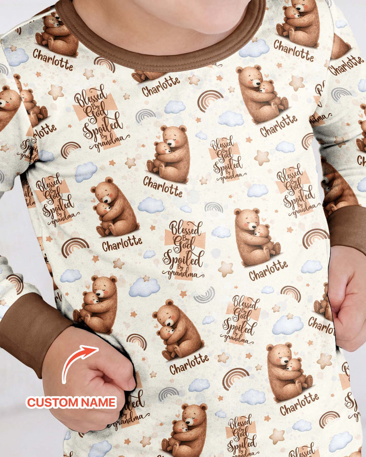 Conjunto de pijama de dos piezas de bambú con mangas largas, plantilla PERSONALIZADA