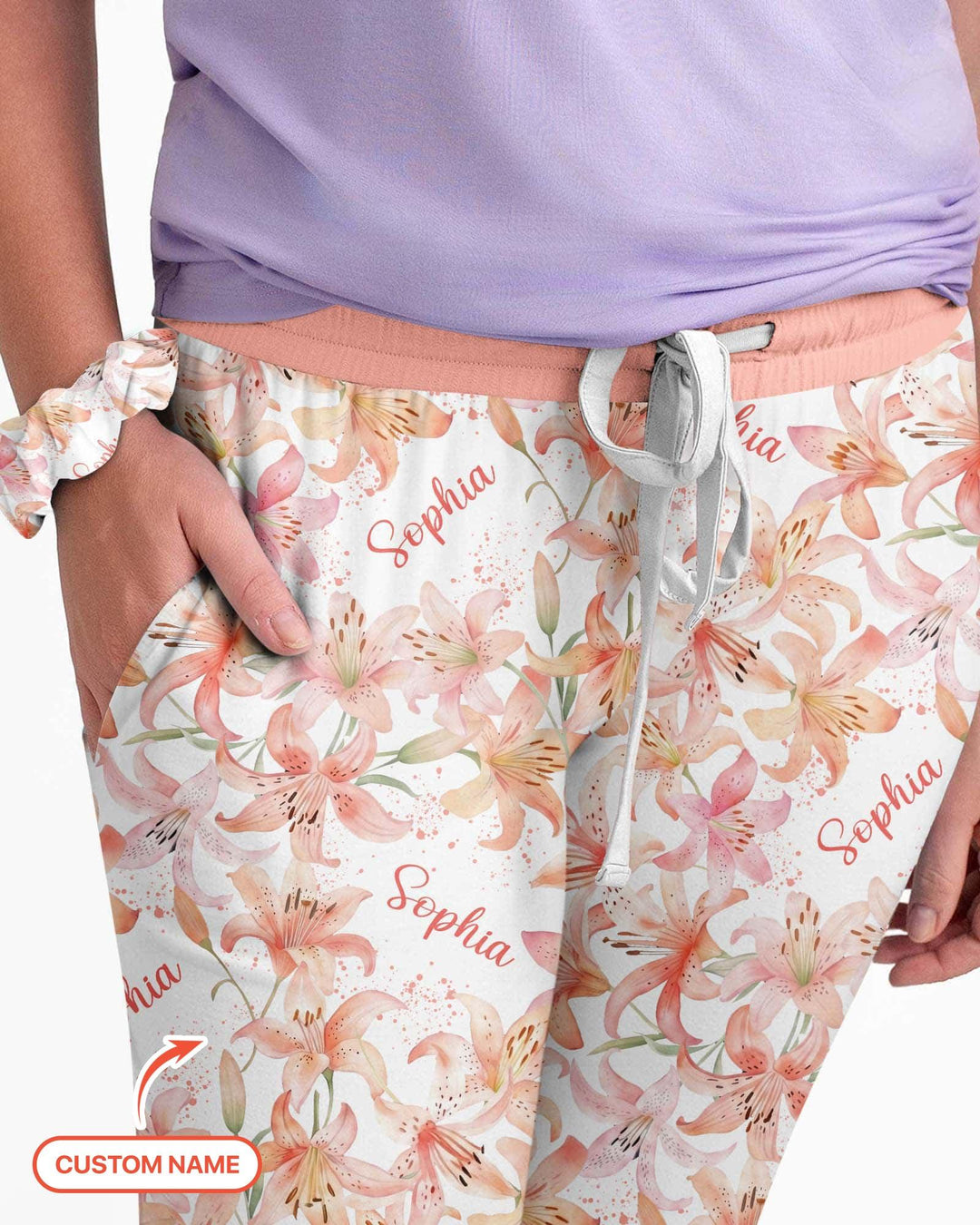 Benutzerdefinierter Name Geburtsmonatsblumen Bambus Damen Schlafanzug-Set