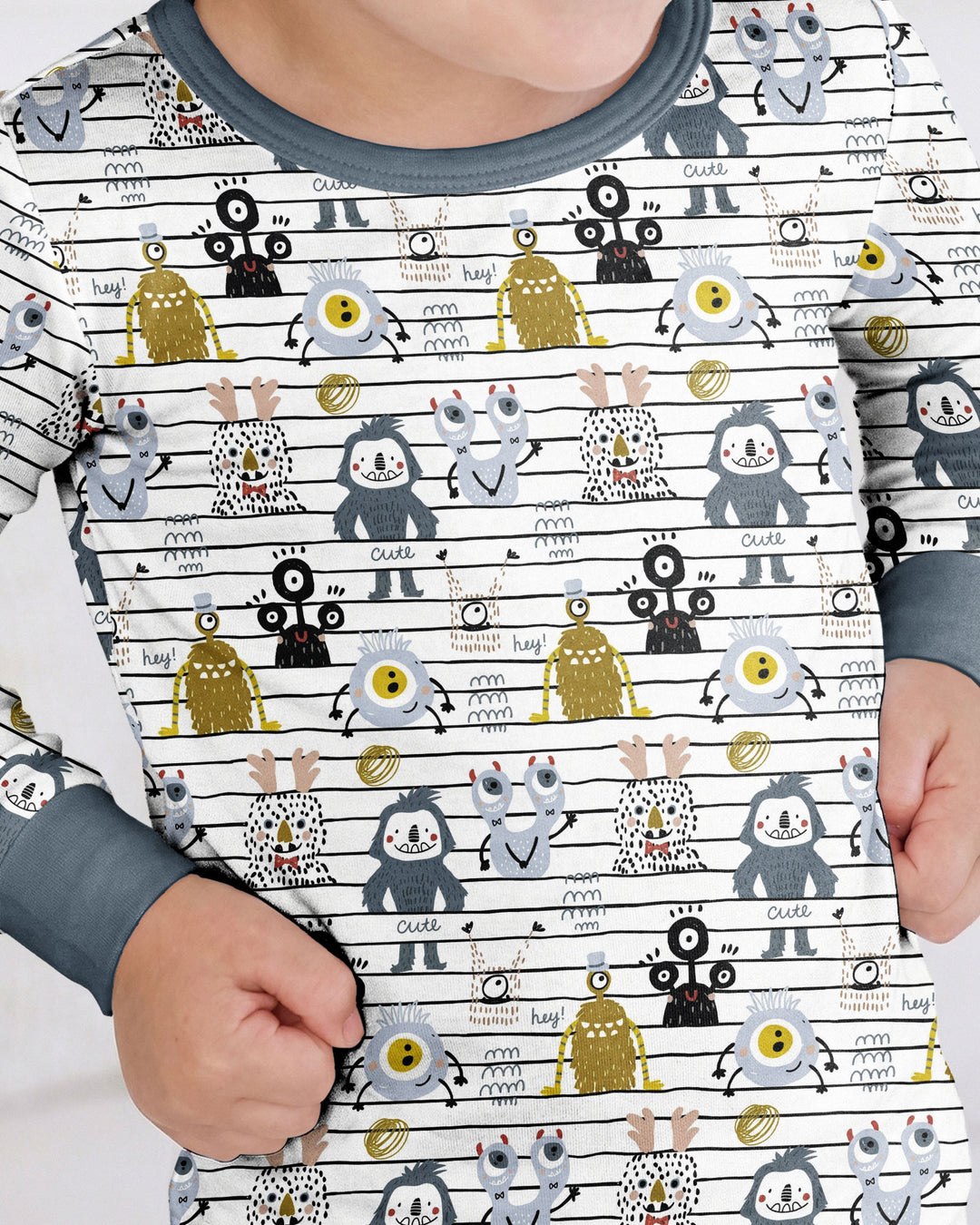 Playful Monster Friends Bamboo Two Piece Long Sleeve Pajama Set