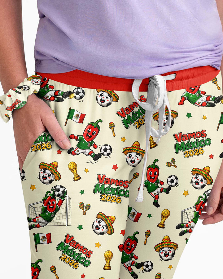 Cartoon World Soccer Vamos Mexico Family Matching Bamboo Women Pajama Set