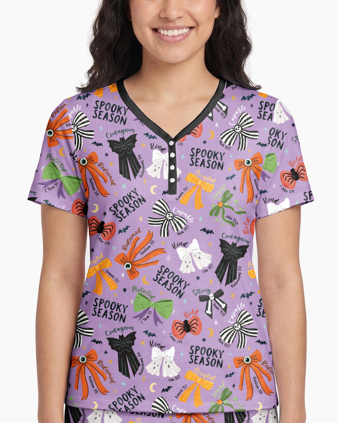 Spooky Bows Spooky Season Bamboo Women Short Sleeve Short Pajama Set