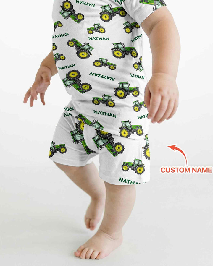Pijama de bambú de dos piezas de manga corta con pantalón corto, plantilla personalizada