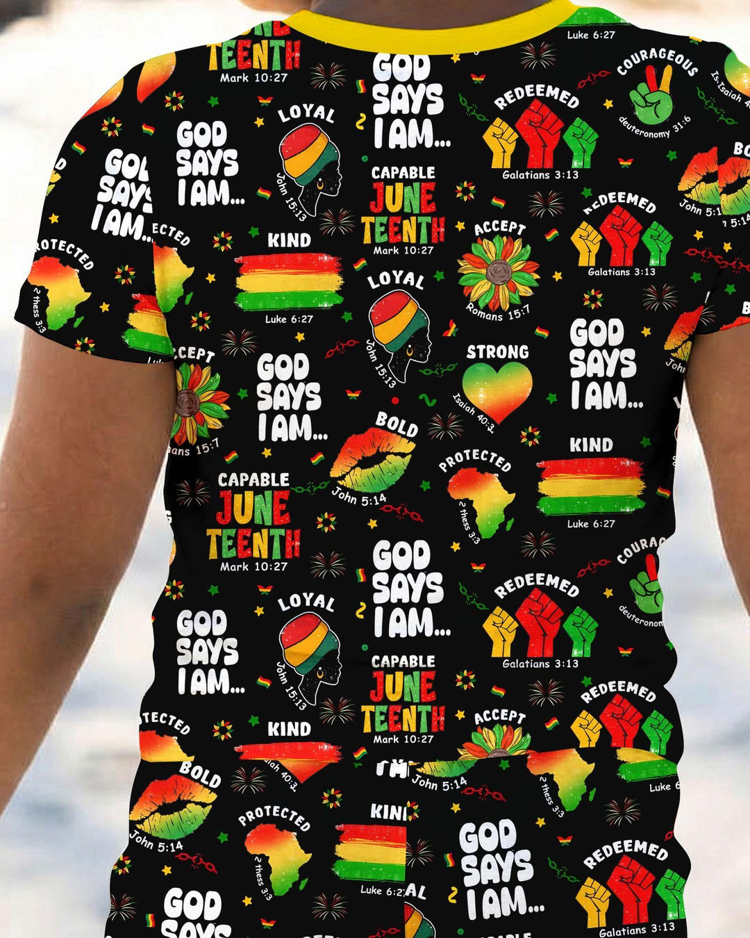 God Says I Am Juneteenth Blessings Bamboo Two Piece Short Sleeve Pajama Set