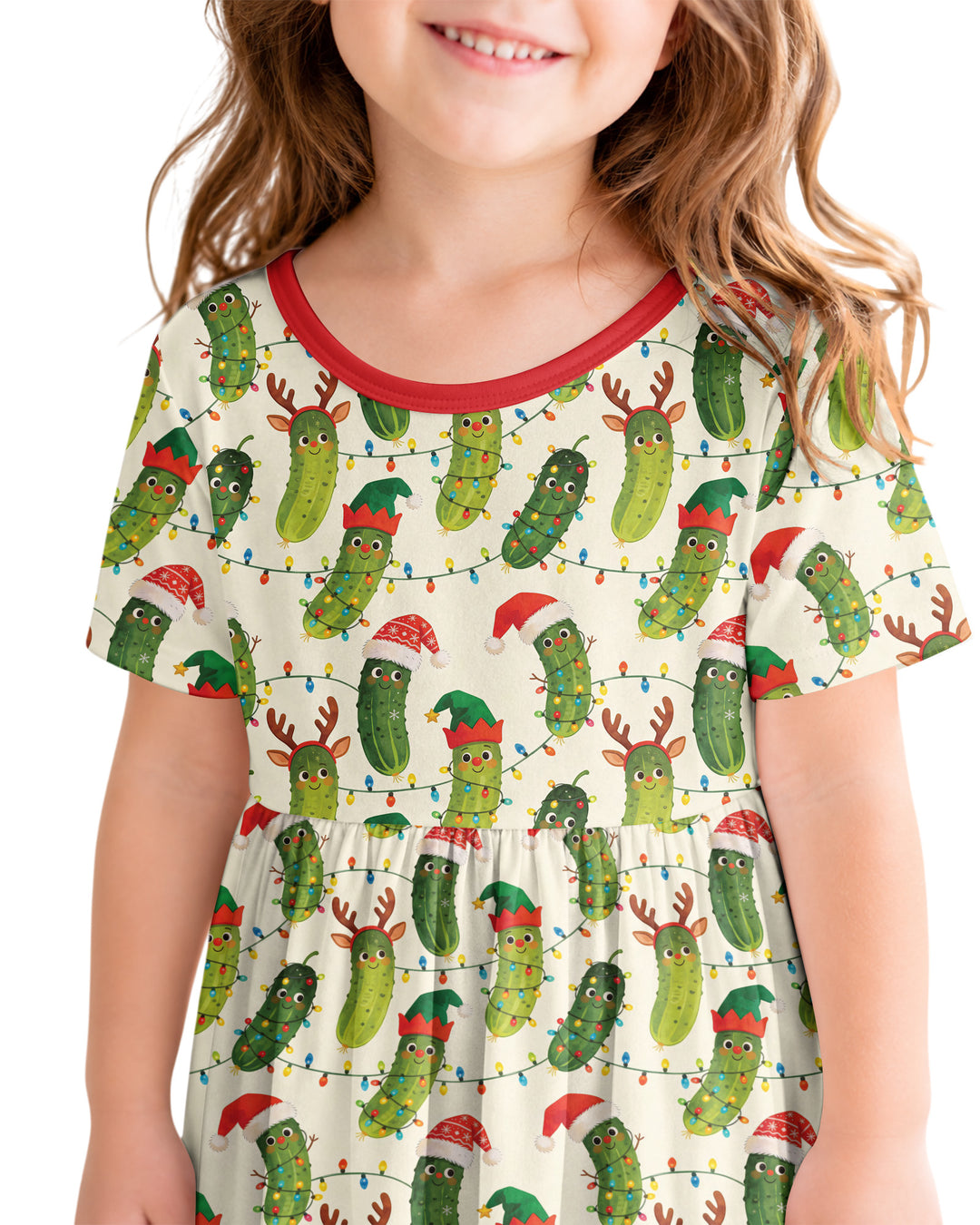 Cheerful Christmas Pickle Bamboo Twirl Dress