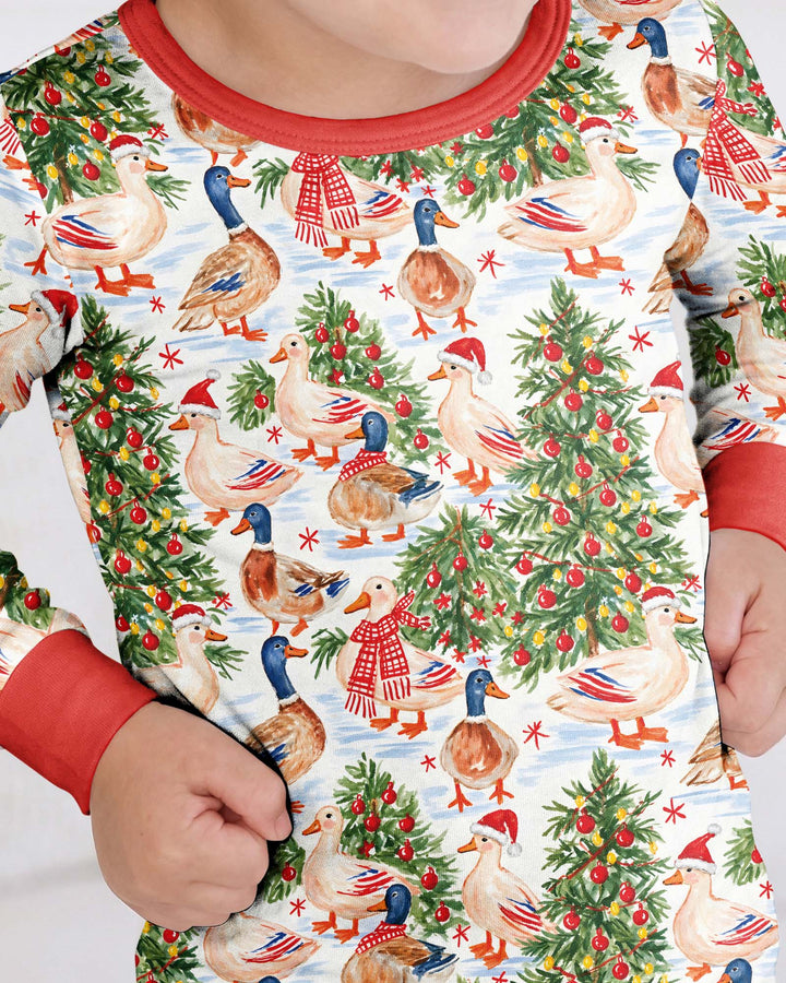 Christmas and Duck Bamboo Two Piece Long Sleeve Pajama Set