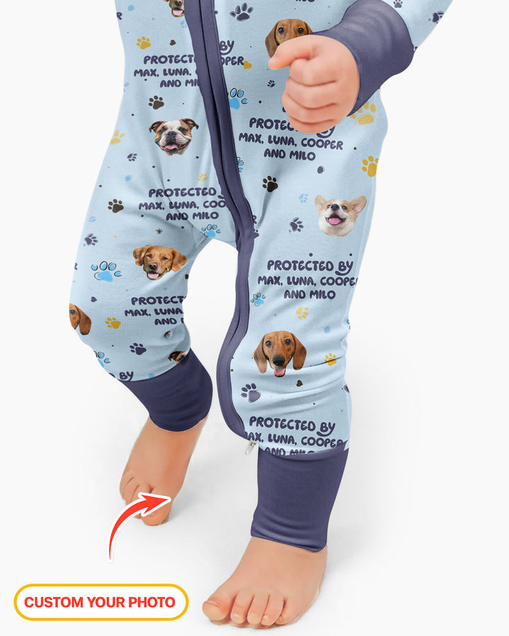 Fotos personalizadas de perros "Protegido por" Pawfect Pink Bamboo Convertible Zippy