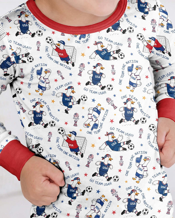 USA Soccer Goose Family Matching Bamboo Two Piece Long Sleeve Pajama Set