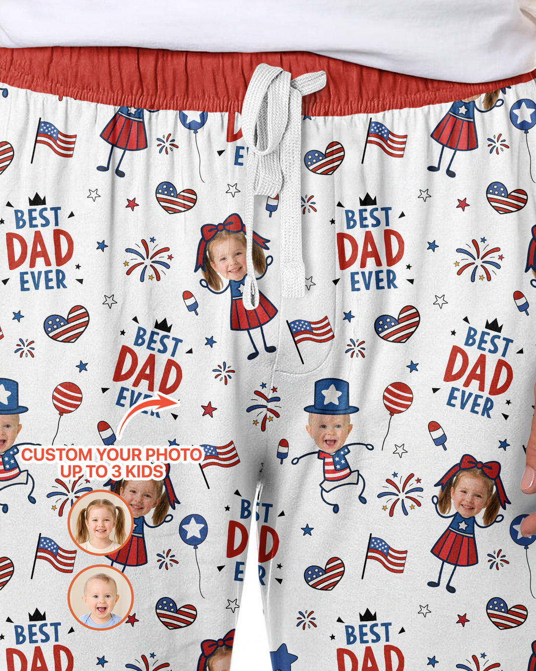 Custom Photo Best Patriotic Family Ever Bamboo Men's Pajama Set