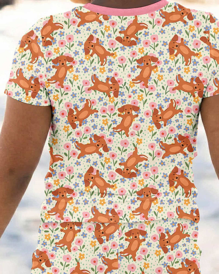 Conjunto de pijama de dos piezas de manga corta de bambú
