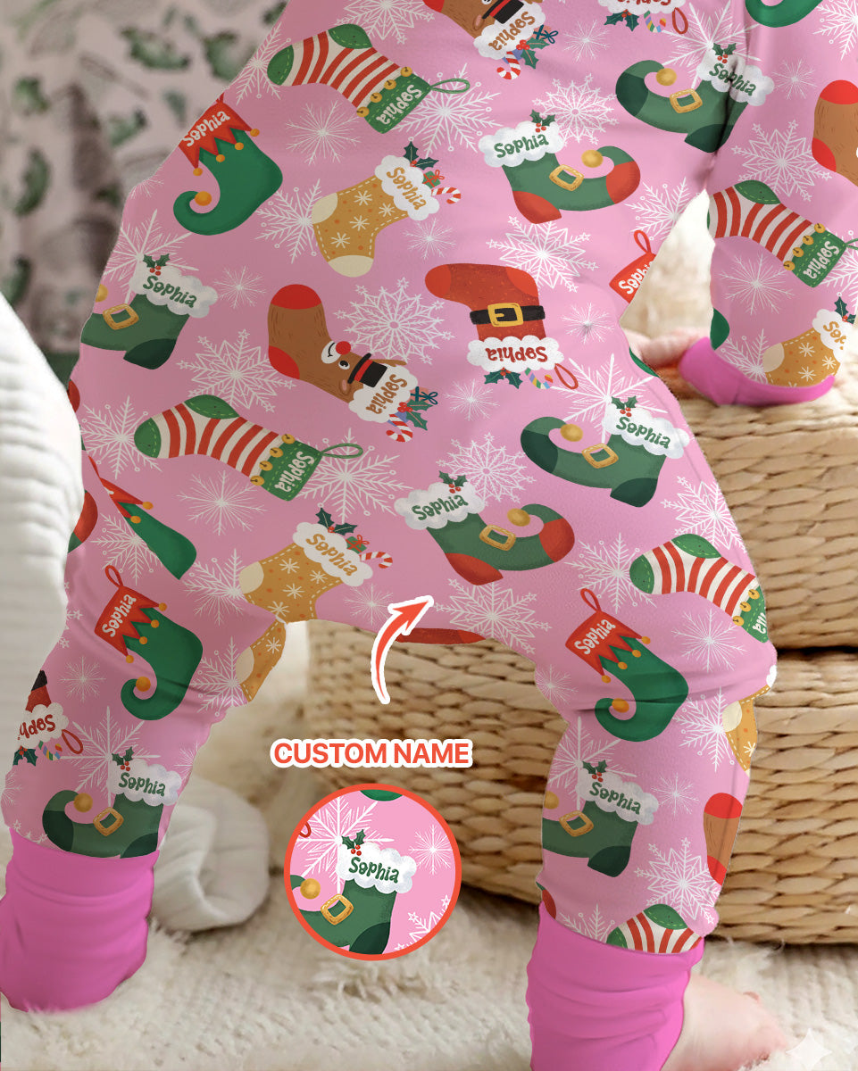 Personalize Christmas Crew Family Matching  Bamboo Convertible Zippy